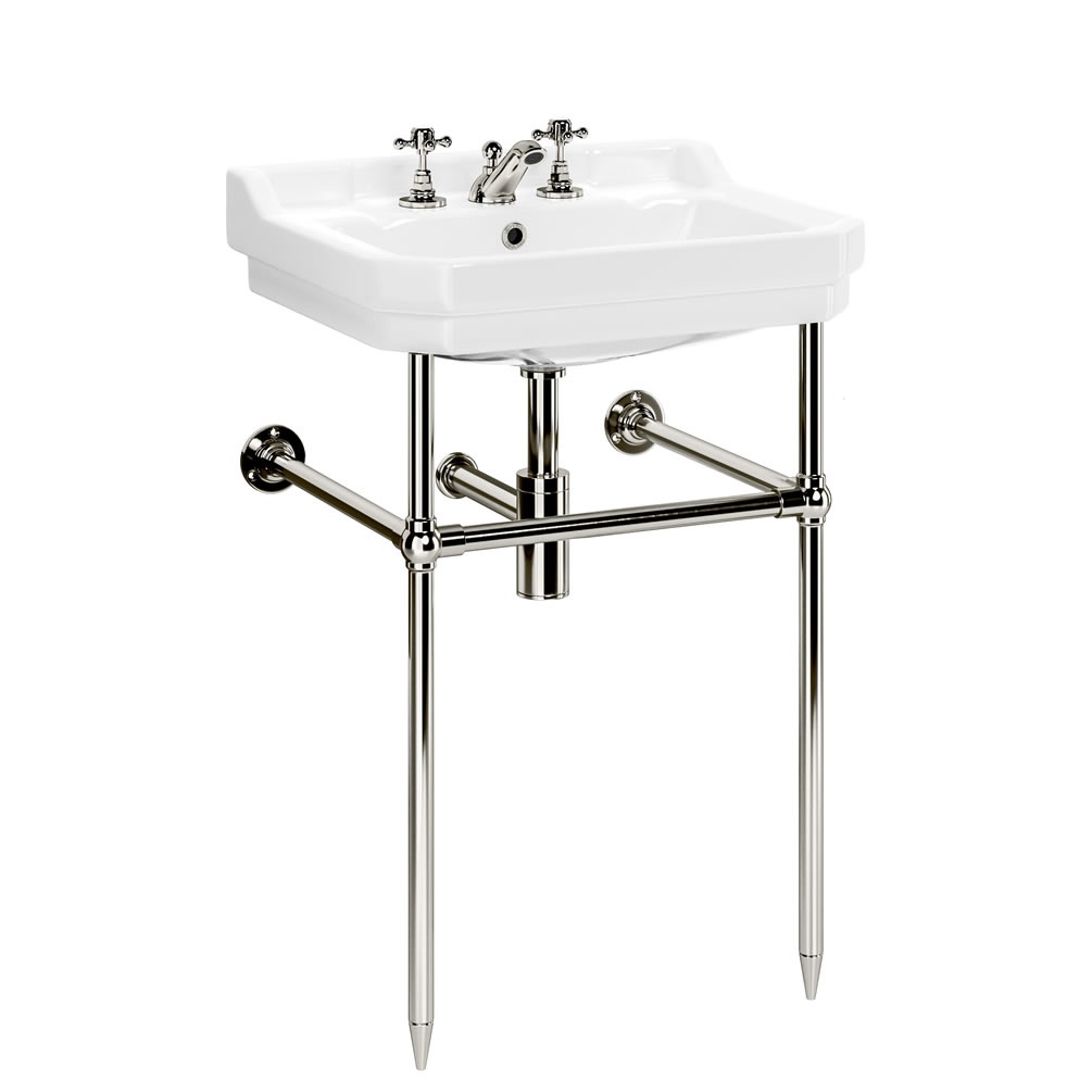 Imperial Lichfield 600mm Basin With Polished Nickel Washstand